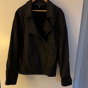 Black Women's Waxed Moto Jacket